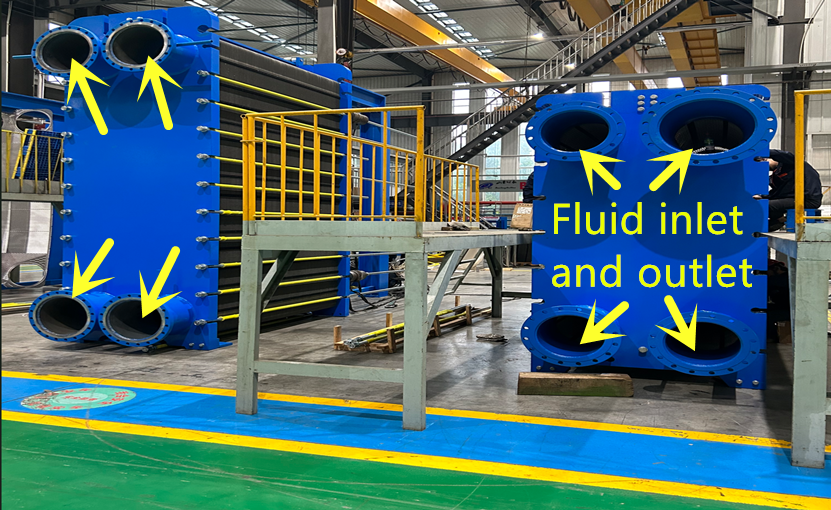 fluid inlet and outlet of plate heat exchanger